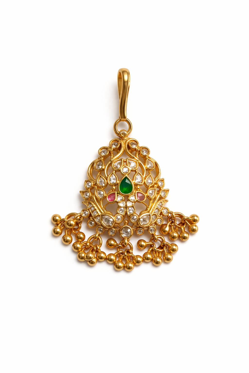 FLORAL PATTERN, GOLD PLATED SILVER PAPIDI CHAIN/ MAANGTIKA/ HEAD ORNAMENT