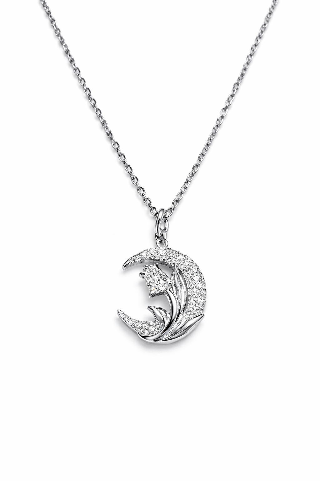 MOONLIT - SILVER CRESCENT MOON NECKLACE
