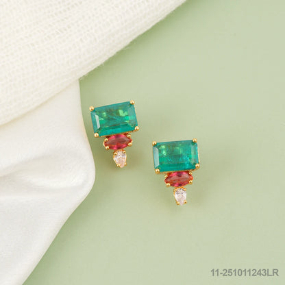 ANUSHKA EMERALD STONE STATEMENT EAR STUDS