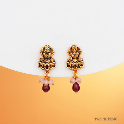 AKSHARA NAKSHI LAKSHMI EAR STUDS WITH RUBY HANGINGS
