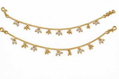 GOLD PLATED BEADS AND PEARLS SILVER CHAMPASWARALU/ EAR ACCESSORIES/ HAIR MAATAL/ EAR CHAINS