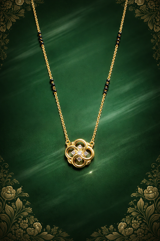 ETERNAL FLOWER GOLD PLATED SILVER MANGALSUTRA