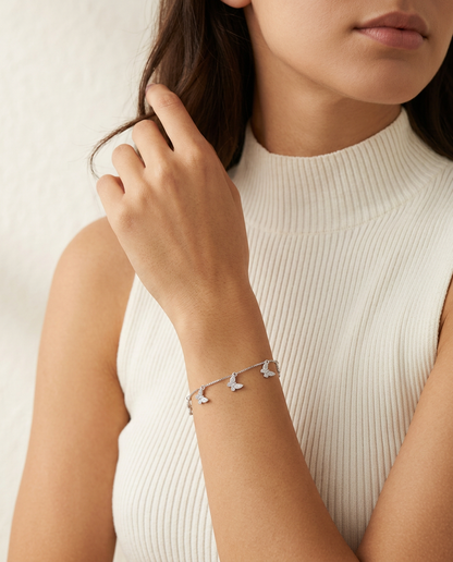SILVER SPARKLING BUTTERFLY BRACELET