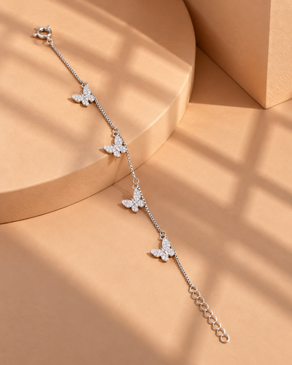 SILVER SPARKLING BUTTERFLY BRACELET