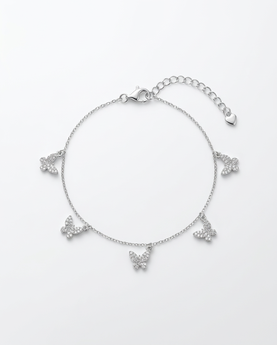 SILVER SPARKLING BUTTERFLY BRACELET