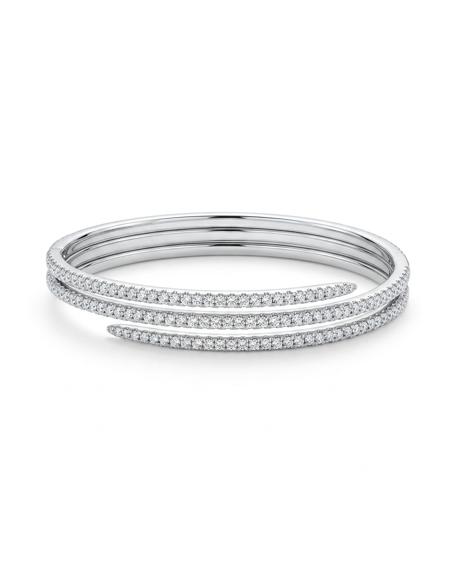 SILVER CZ SPIRAL DESIGN KADA
