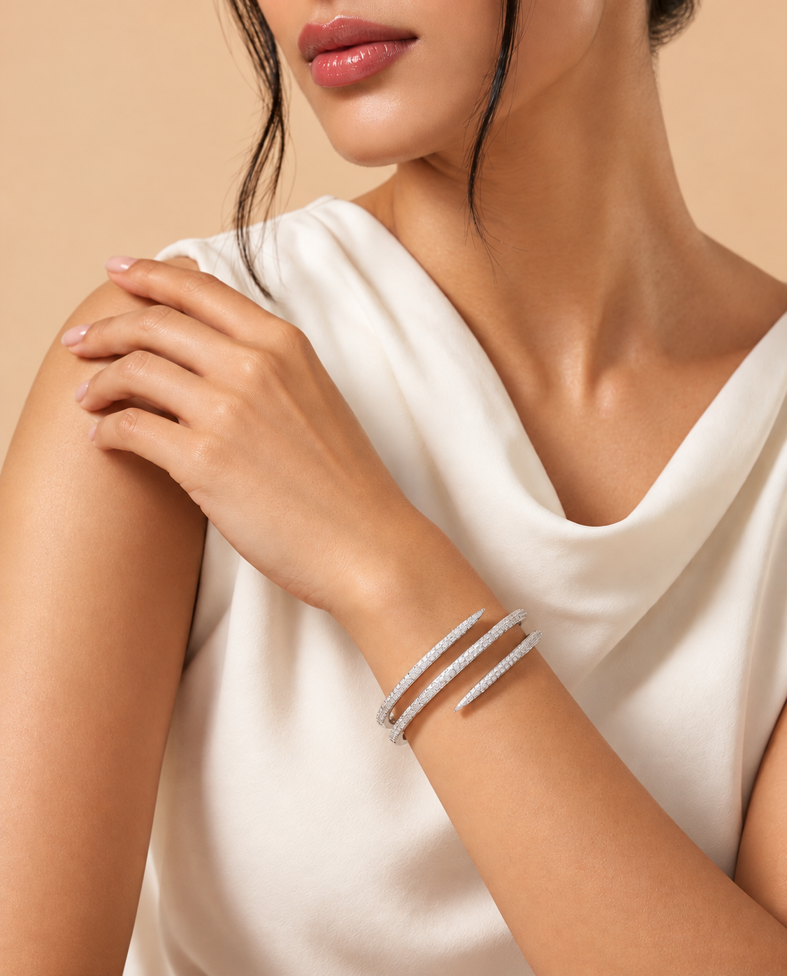 SILVER CZ SPIRAL DESIGN KADA