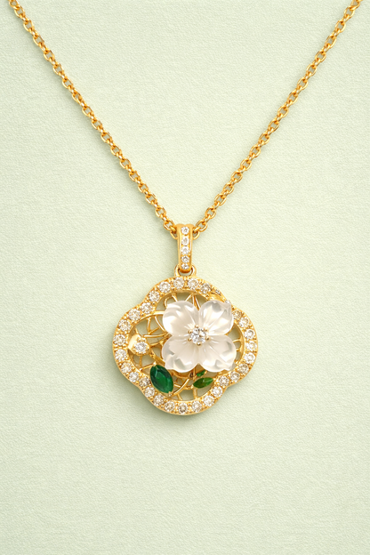 FLORAL MAGIC GOLD PLATED SILVER NECKLACE