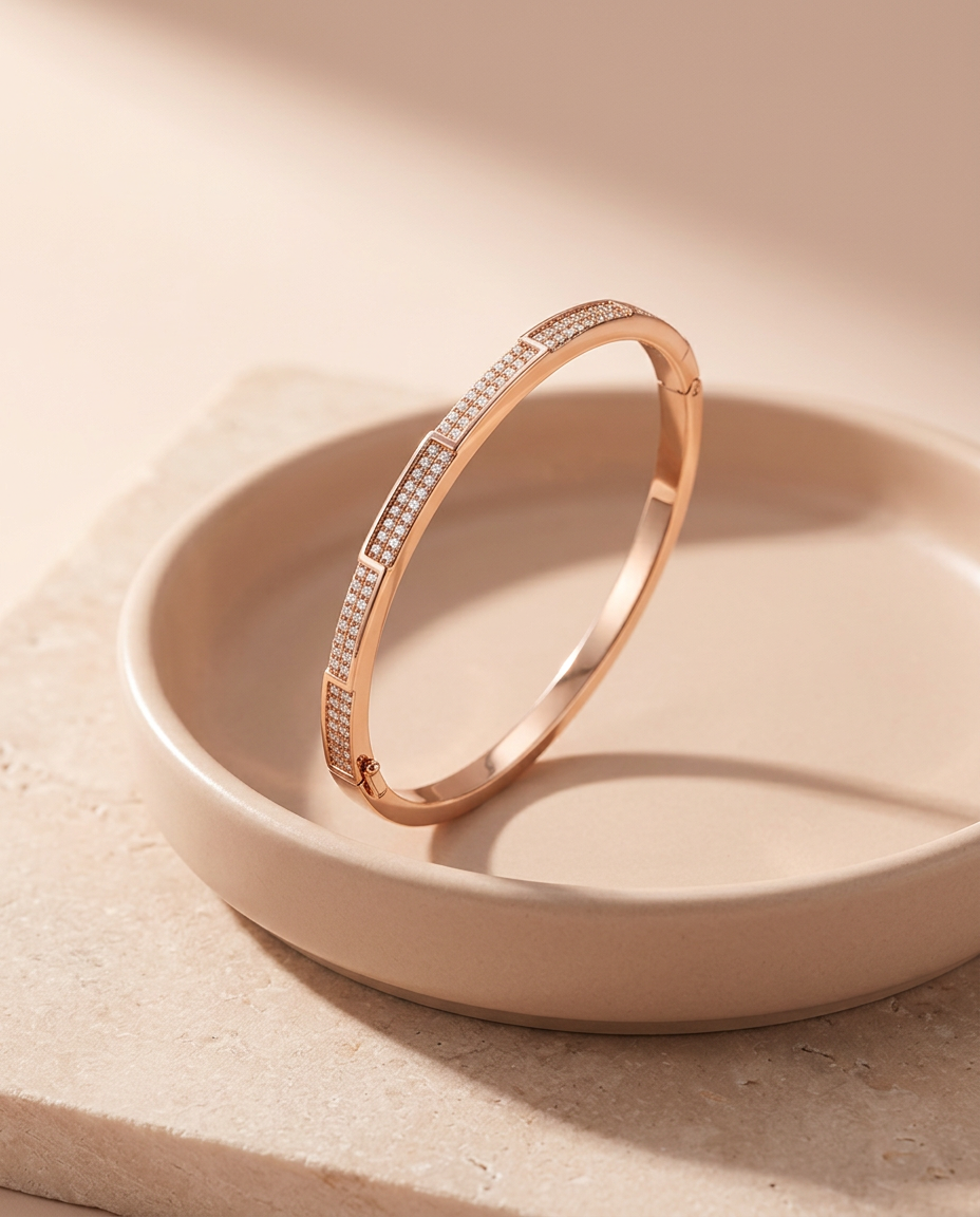 ROSE GOLD SLEEK DESIGN BRACELET MADE OF 92.5 SILVER