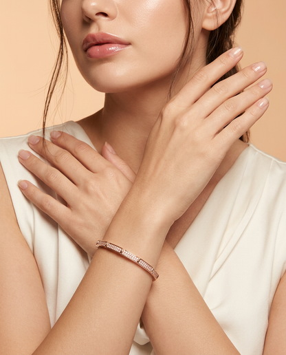 ROSE GOLD SLEEK DESIGN BRACELET MADE OF 92.5 SILVER