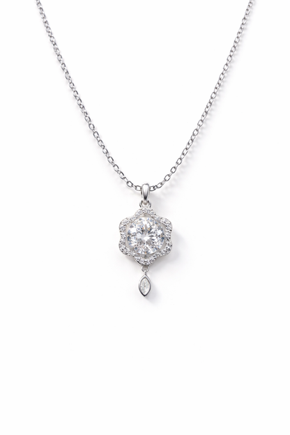SILVER PETAL GLOW ROSE GOLD PLATED SILVER NECKLACE