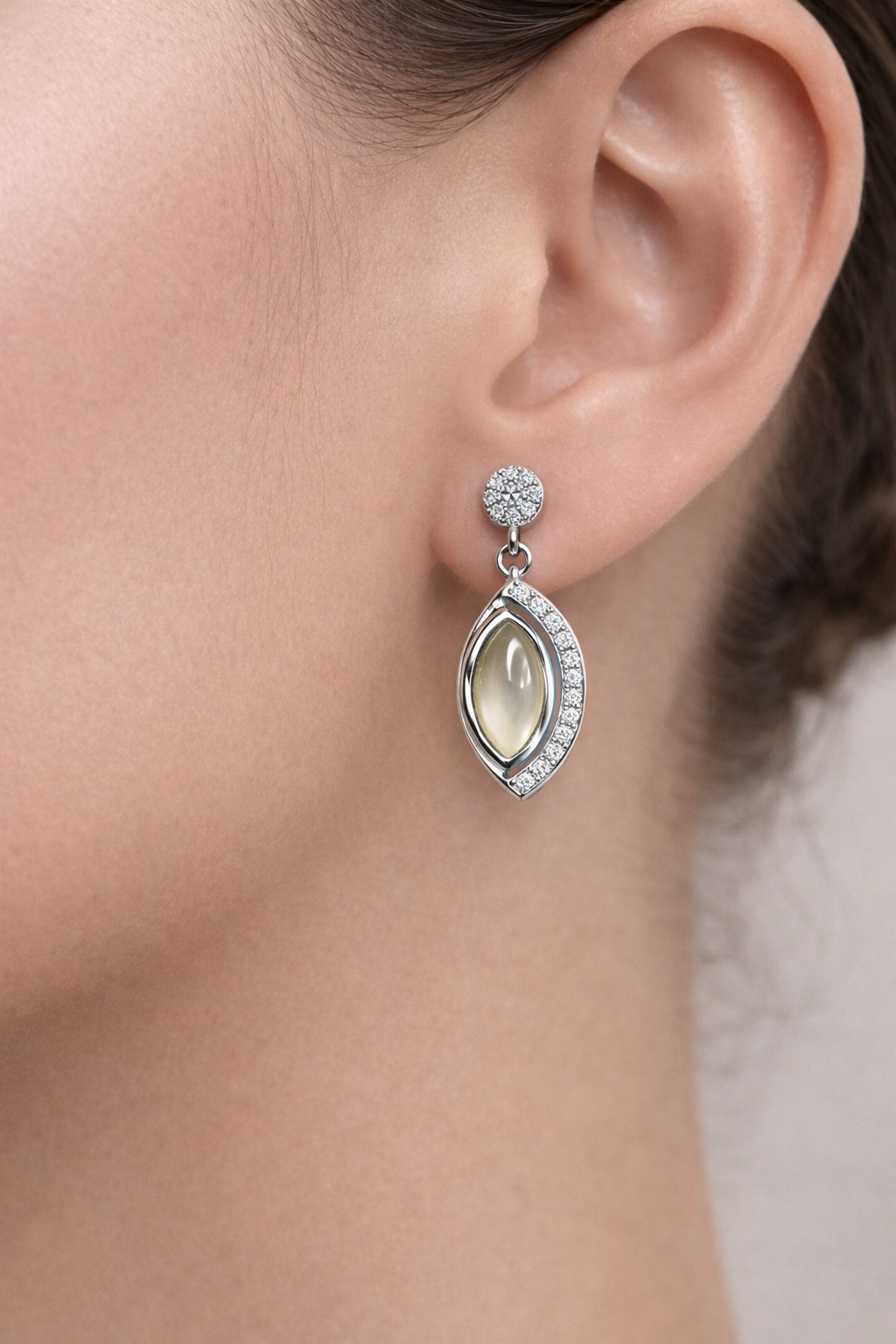 MISTY GREY SILVER EARRINGS WITH CZ STONES