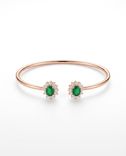 ROSE GOLD EMERALD FLOWER BRACELET MADE OF 92.5 SILVER