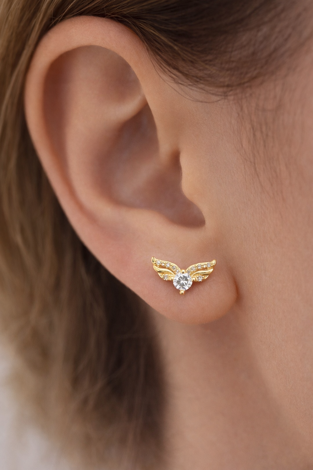ANGEL WINGS GOLD PLATED SILVER EARRINGS