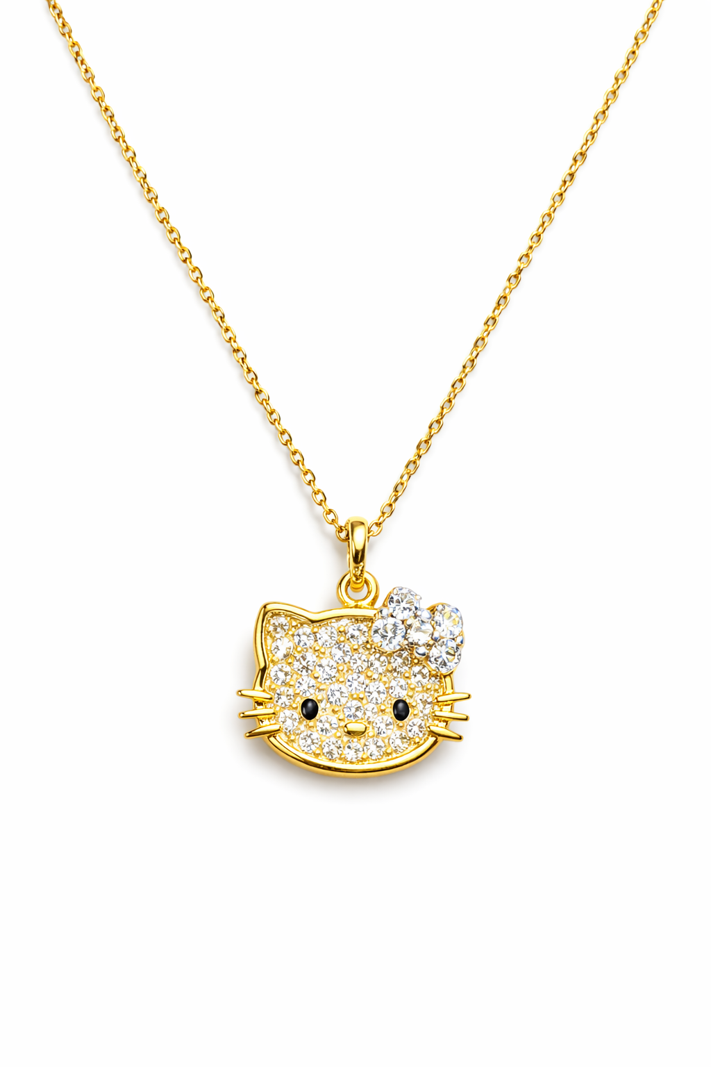 CUTE GOLD PLATED HELLO KITTY DESIGN SILVER NECKLACE