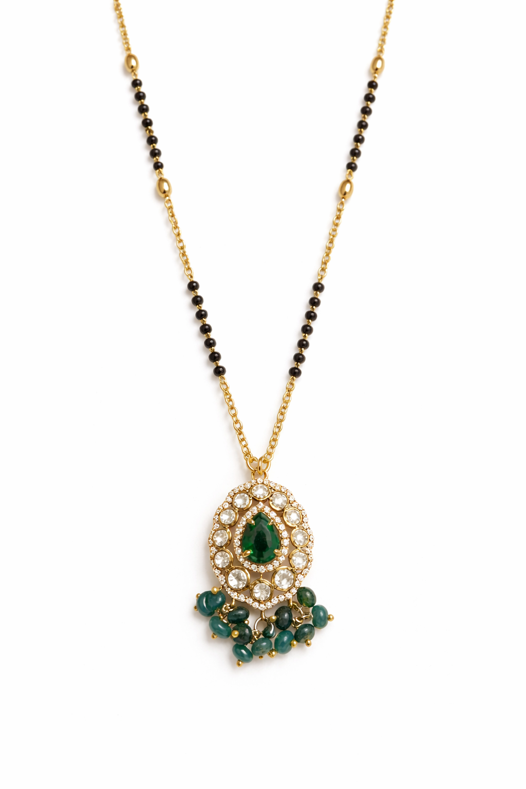 SACRED EMERALD GOLD PLATED SILVER MANGALSUTRA
