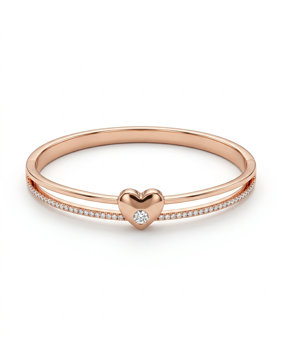 ROSE GOLD HEART LOVE BRACELET MADE OF 92.5