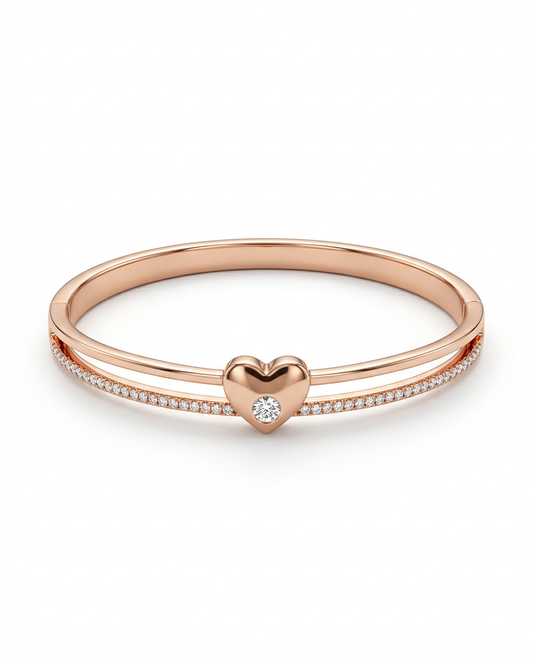 ROSE GOLD HEART LOVE BRACELET MADE OF 92.5