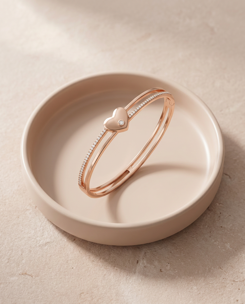 ROSE GOLD HEART LOVE BRACELET MADE OF 92.5