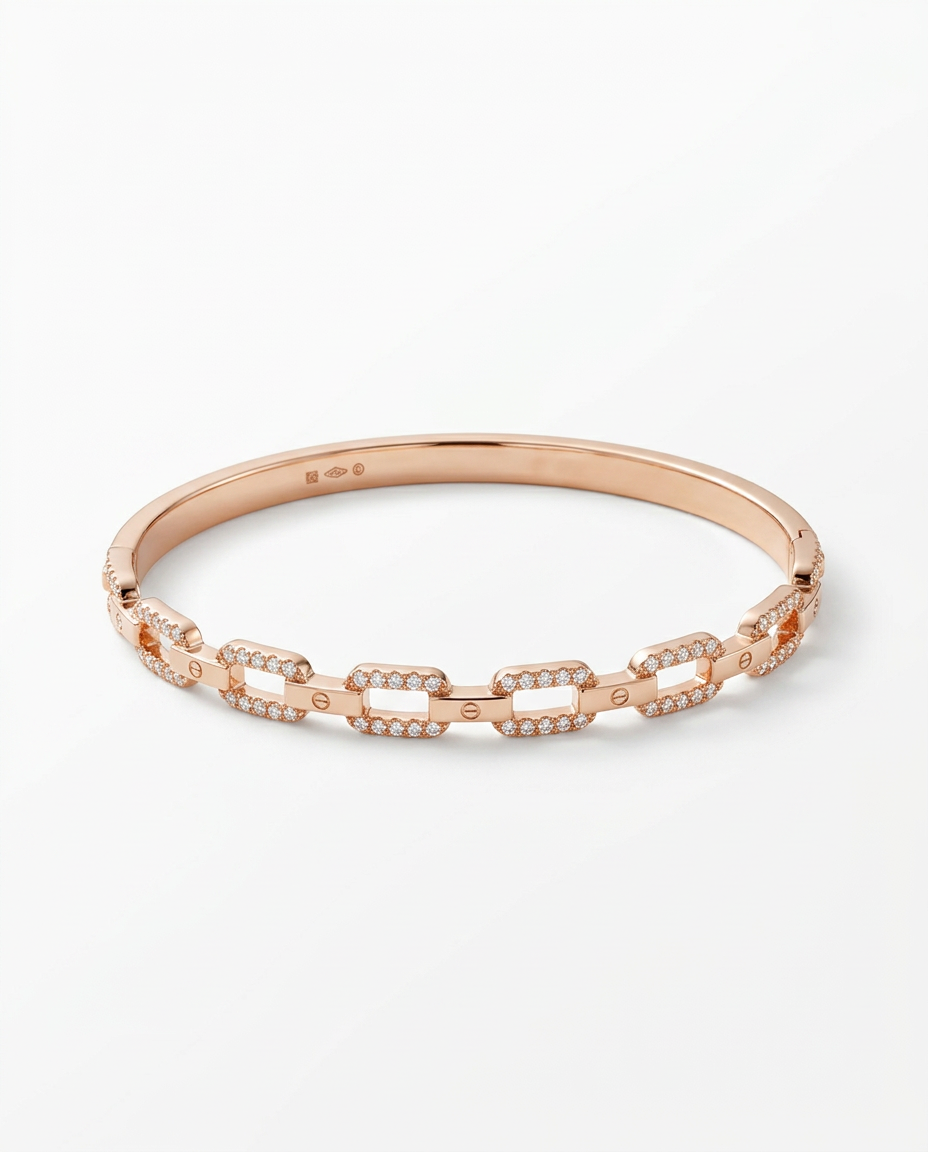 ROSE GOLD CLASSY LINK BRACELET MADE OF 92.5 SILVER