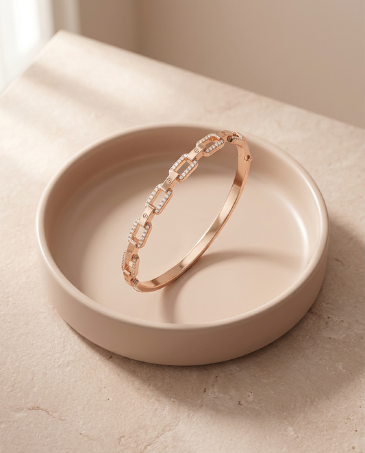ROSE GOLD CLASSY LINK BRACELET MADE OF 92.5 SILVER