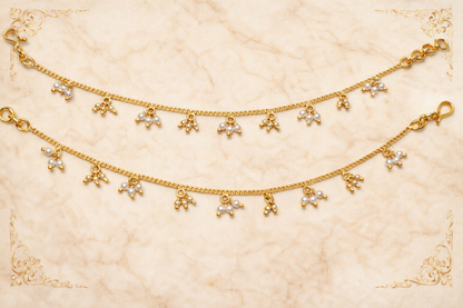 GOLD PLATED BEADS AND PEARLS SILVER CHAMPASWARALU/ EAR ACCESSORIES/ HAIR MAATAL/ EAR CHAINS