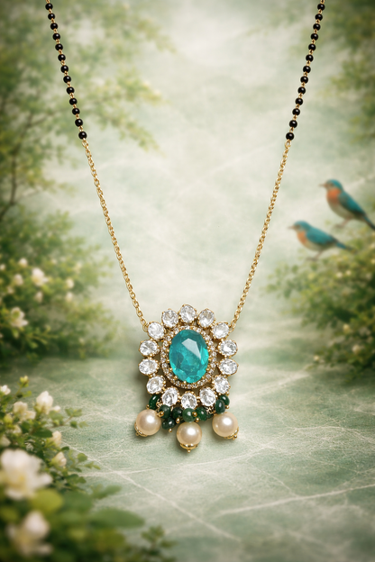 ENCHANTED EMERALD GOLD PLATED SILVER MANGALSUTRA