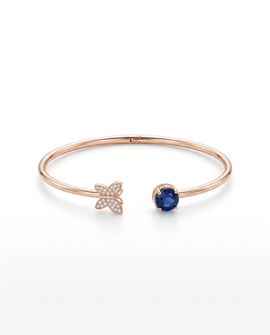 ROSE GOLD BUTTERFLY BRACELET MADE OF 92.5 SILVER