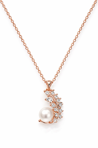 PEARL AURORA ROSE GOLD PLATED SILVER NECKLACE
