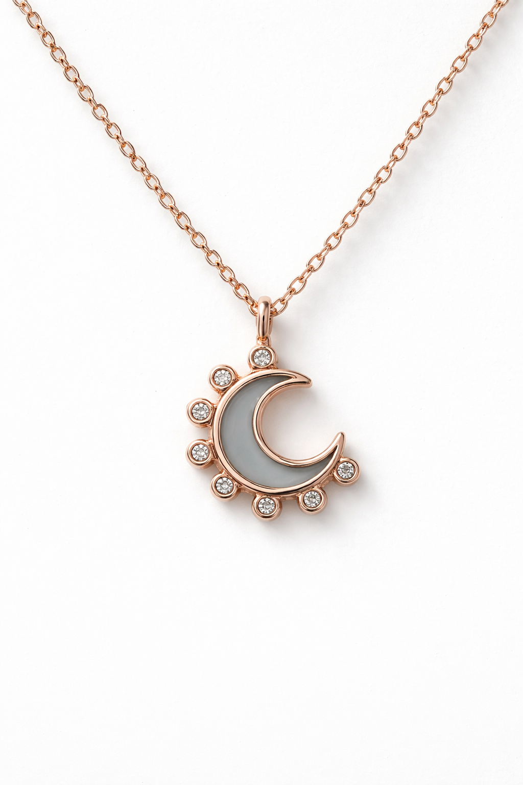 MIDNIGHT BEAUTY ROSE GOLD PLATED SILVER NECKLACE