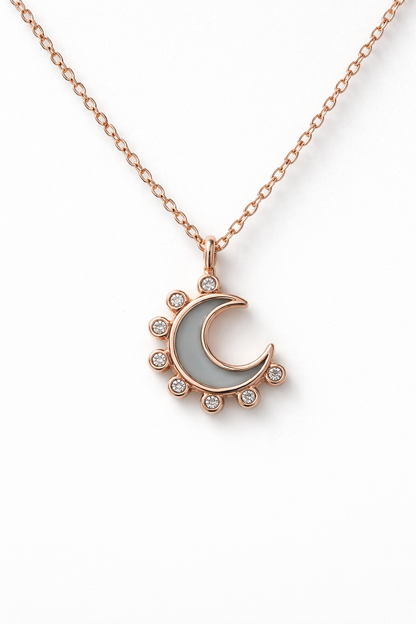 MIDNIGHT BEAUTY ROSE GOLD PLATED SILVER NECKLACE