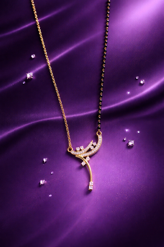 STYLISH SUTRA GOLD PLATED SILVER MANGALSUTRA