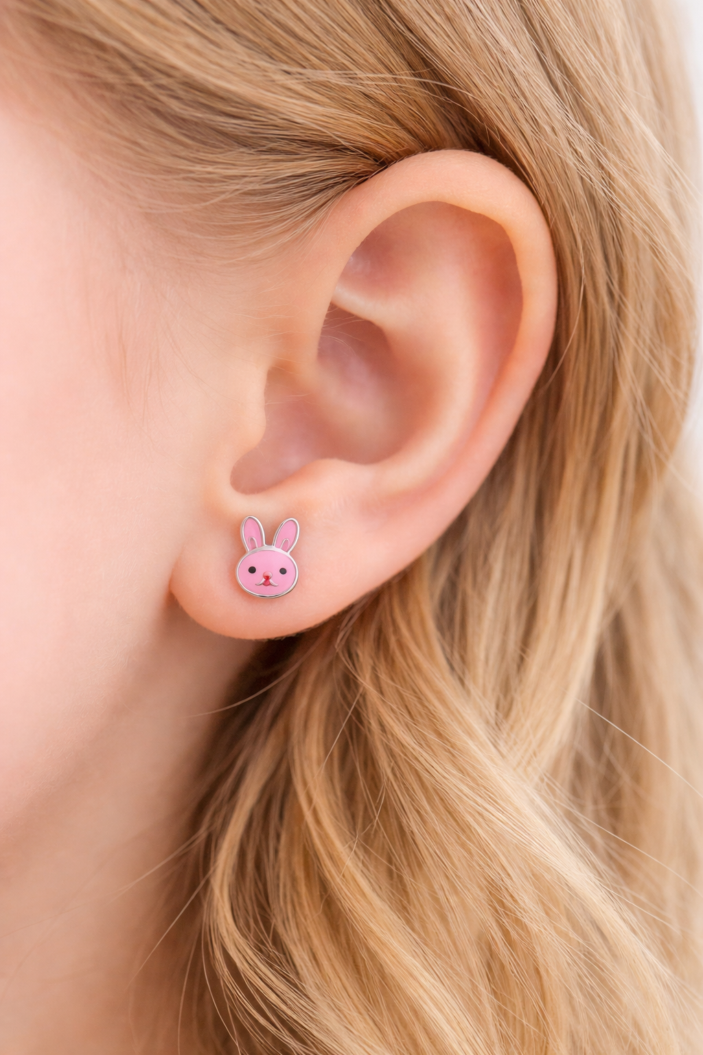 PINK BUNNY SILVER EARRINGS