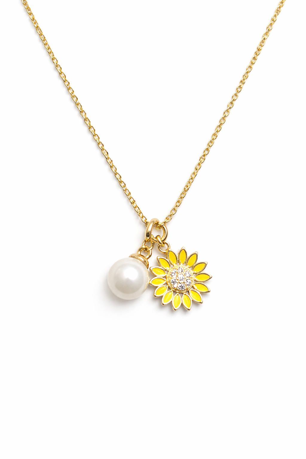 DREAMY GOLD PLATED DAISY DESIGN SILVER NECKLACE