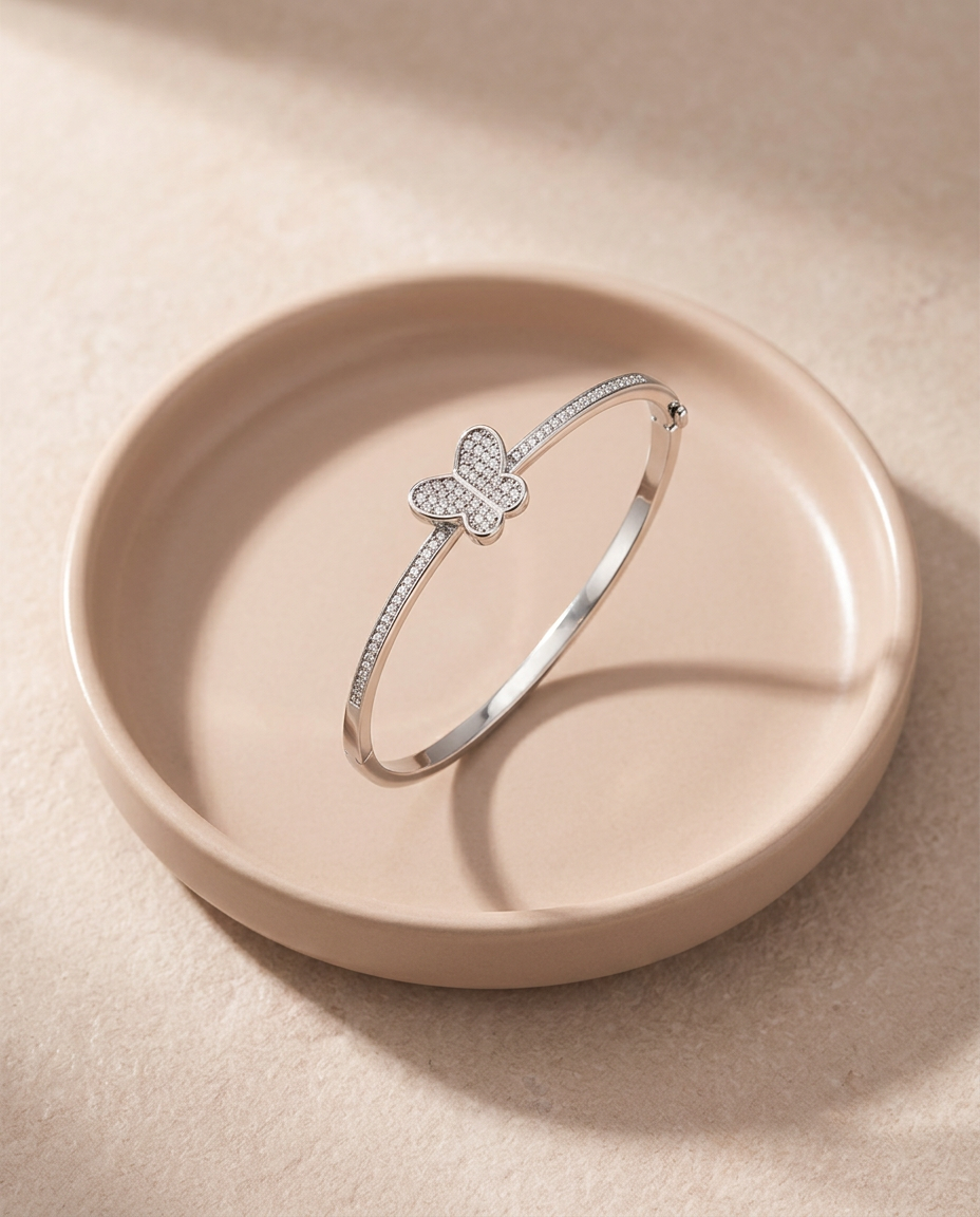 SILVER ZIRCON BUTTERFLY BRACELET