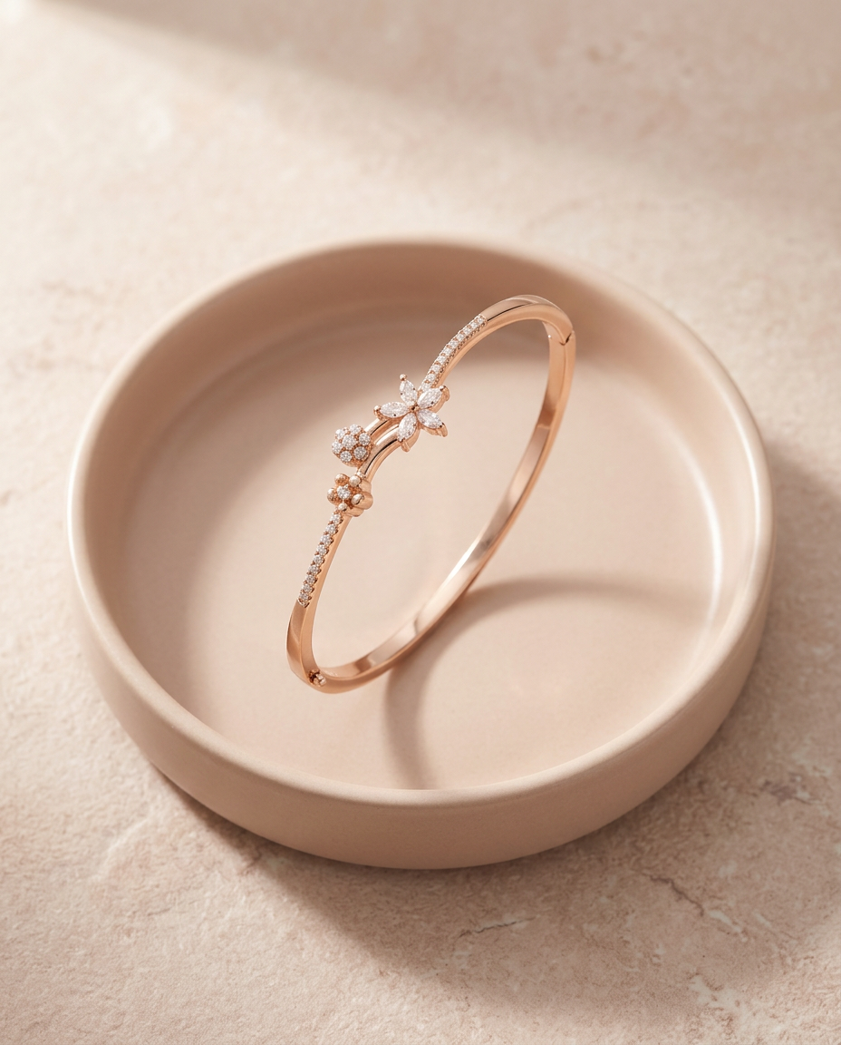ROSE GOLD FLORAL MAGIC BRACELET MADE OF 92.5 SILVER