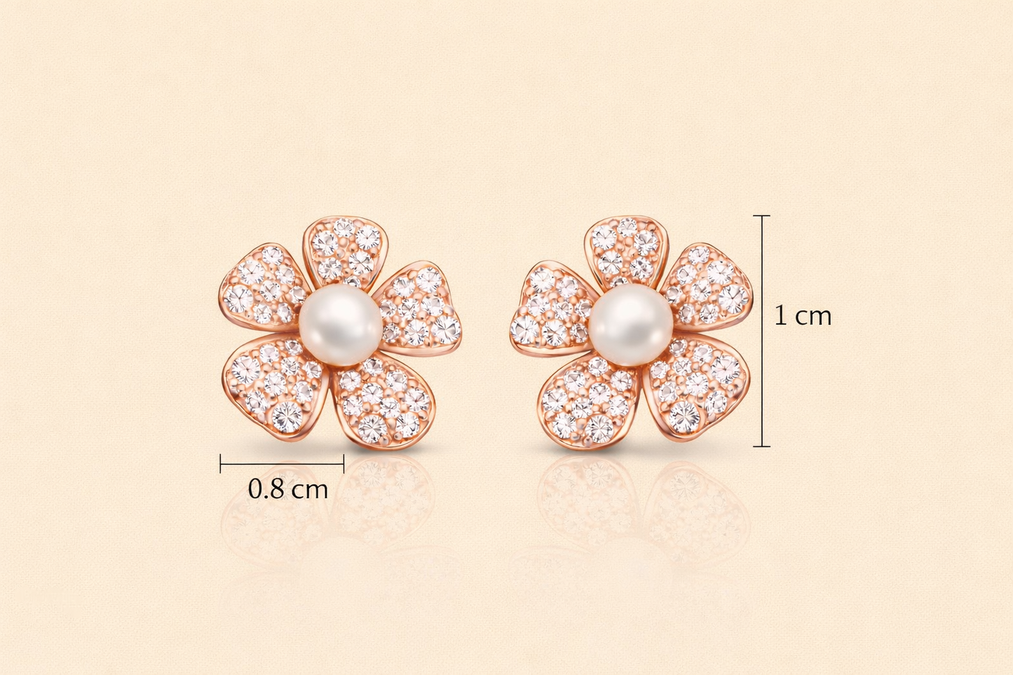 STUNNING ROSEGOLD PLATED FLOWER DESIGN SILVER EARRINGS