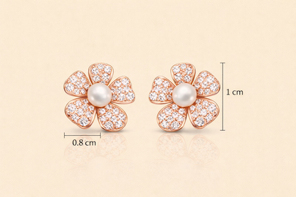 STUNNING ROSEGOLD PLATED FLOWER DESIGN SILVER EARRINGS
