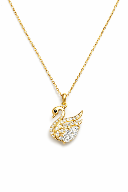 SERINITY GOLD PLATED SWAN DESIGN SILVER NECKLACE