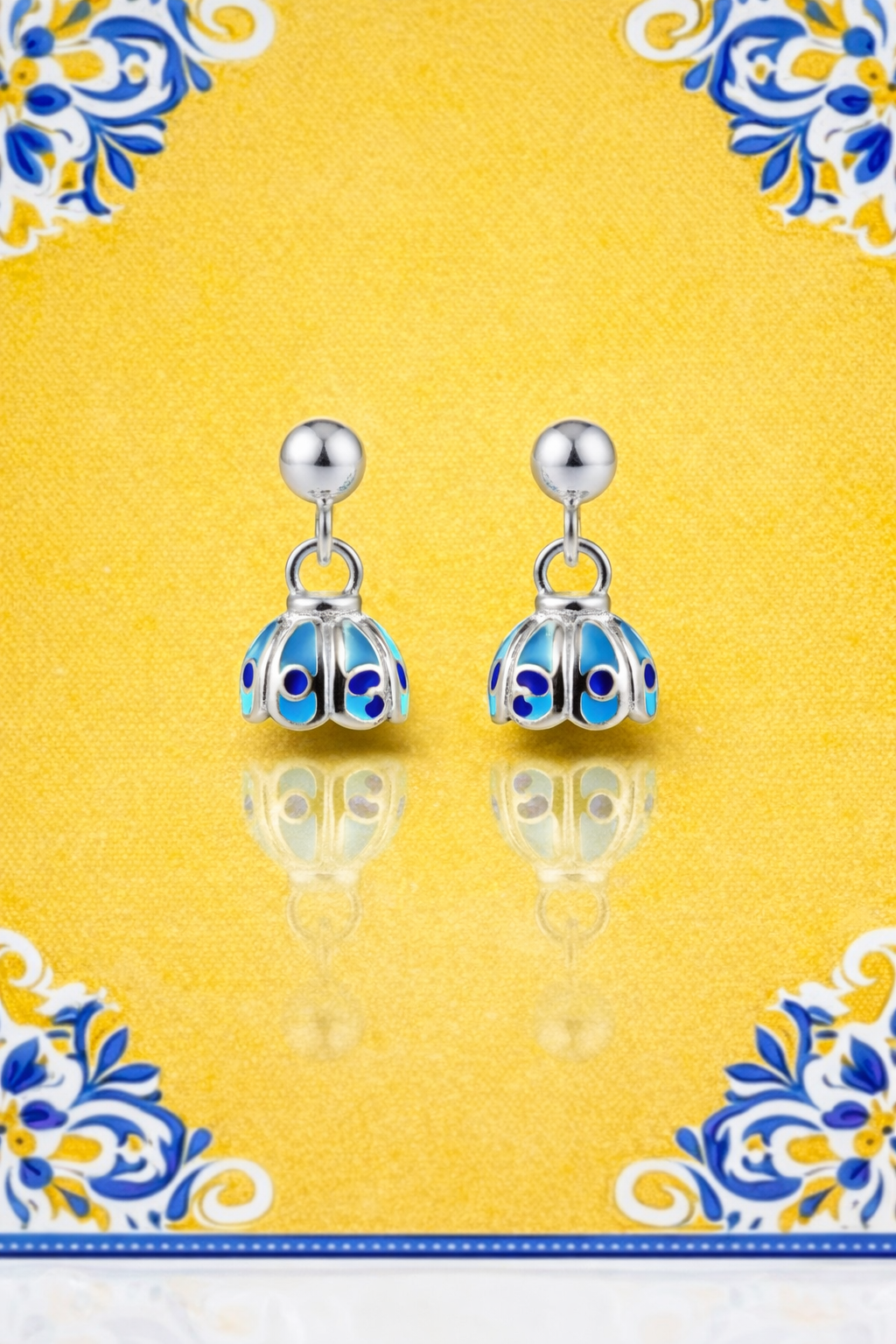 COLOURS OF GREECE ENAMELLED SILVER EARRINGS