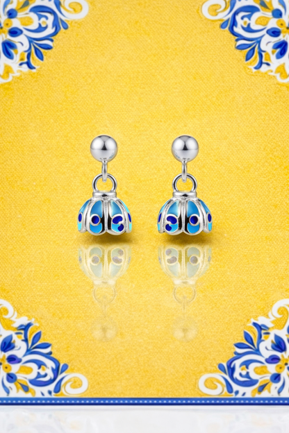 COLOURS OF GREECE ENAMELLED SILVER EARRINGS