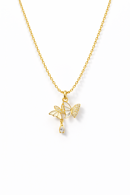 BUTTERFLY WHIMSY GOLD PLATED SILVER NECKLACE