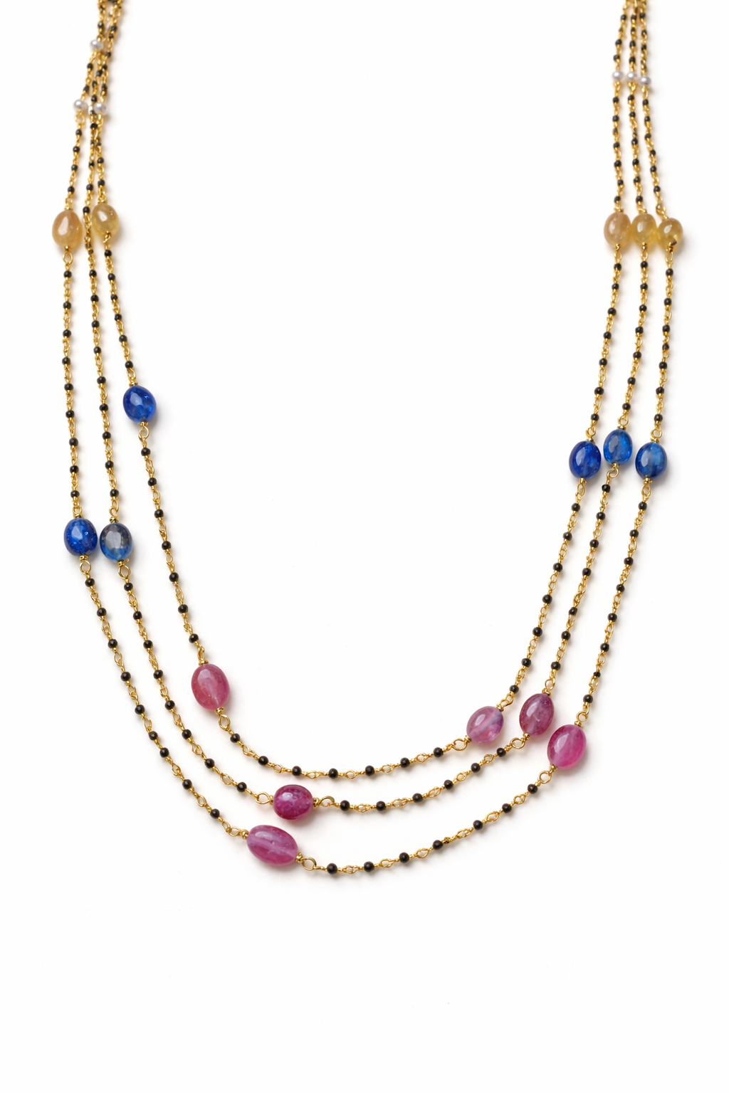 MULTICOLOUR GOLD PLATED SILVER MANGALSUTRA