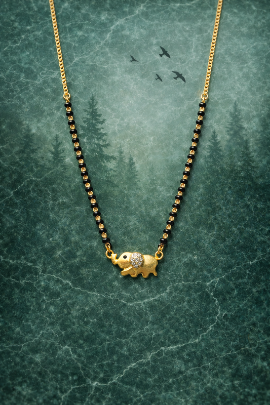 GOLDEN HAATHI GOLD PLATED SILVER MANGALSUTRA