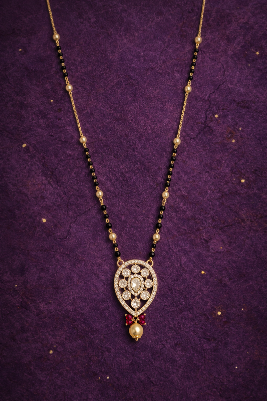 FLORAL AURA GOLD PLATED SILVER MANGALSUTRA