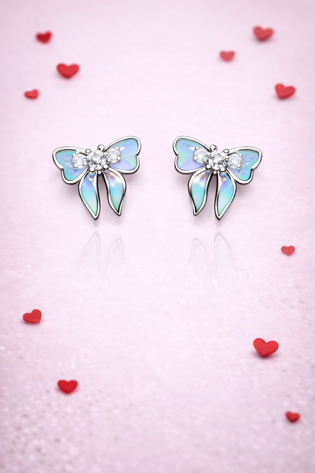 LITTLE BLUE  RIBBON SILVER EARRINGS