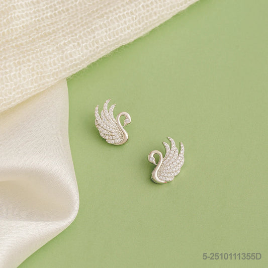 HAMSA CZ SWAN DESIGN EAR STUDS