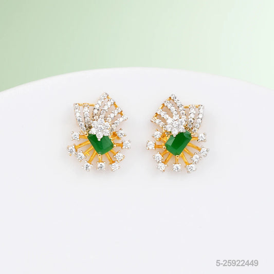 ARHA CZ EAR STUDS WITH EMERALDS