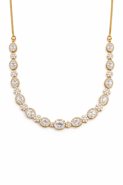GLAM SHAM GOLD PLATED SILVER NECKLACE WITH CZ STONES