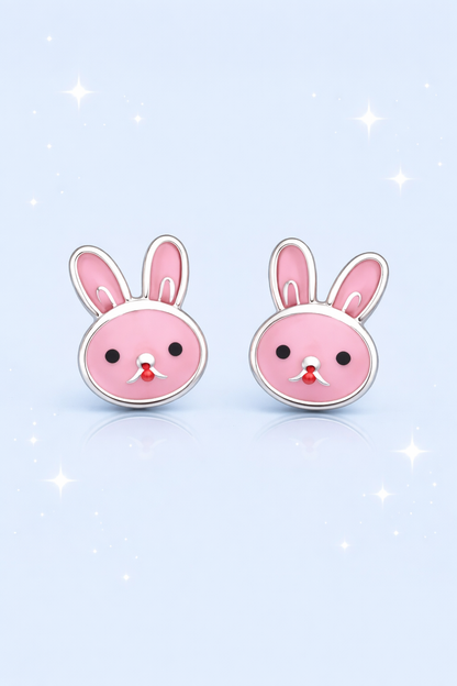 PINK BUNNY SILVER EARRINGS